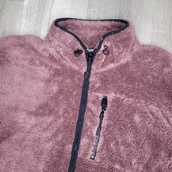Victoria’s Secret Pink women’s mauve faux fur half zip pullover fleece jacket M - Picture 3 of 6